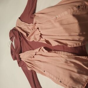 Long sleeve turtleneck sweater with pink vest, NWOT.